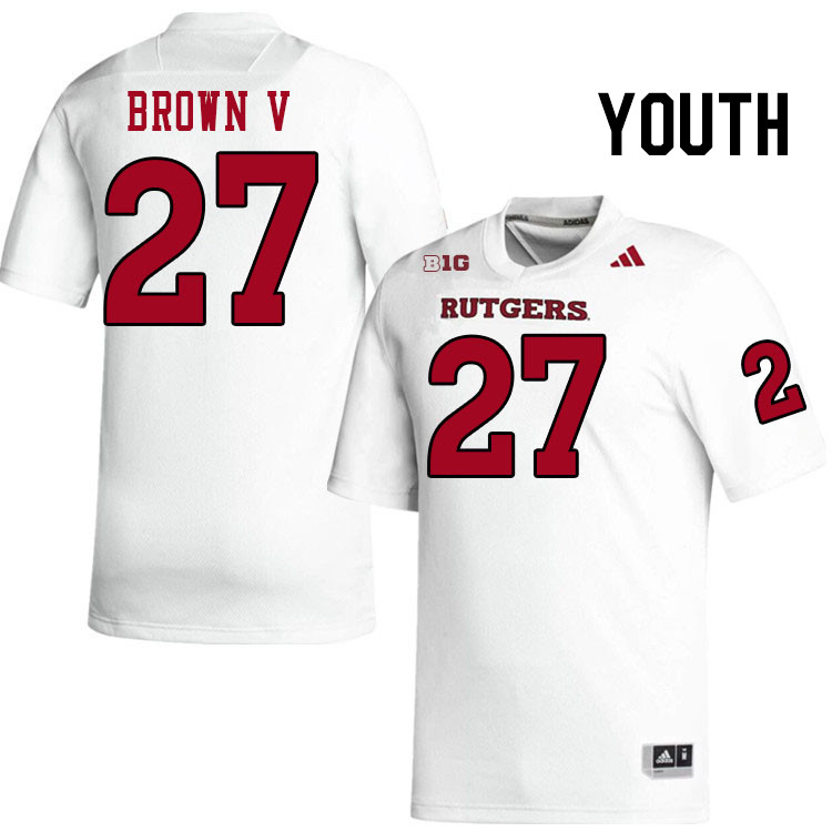 Youth #27 Samuel Brown V Rutgers Scarlet Knights 2024 College Football Jerseys Stitched-White